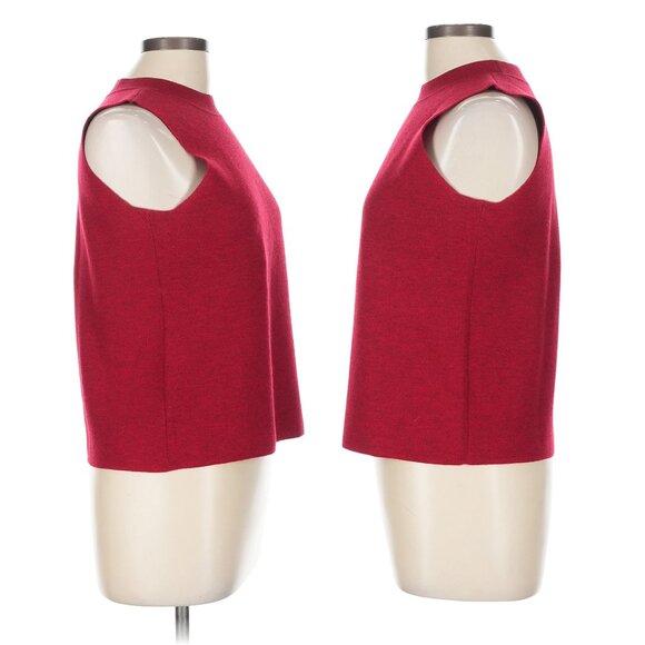 Vintage Eileen Fisher Petite Wool Mock Neck Sleeveless Top Red PL - Picture 4 of 5